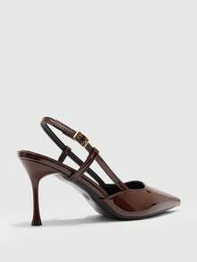 CUCCOO BIZCHIC 女款尖頭細高跟時尚棕色基礎日常百搭高跟鞋 後跟提升式 Slingback 涼鞋 - 咖色 - 查看 8