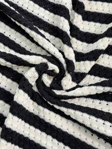 Firerie Plus Size Colorblock Striped Patchwork Knit Dress - Multicolor - View 9