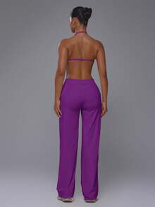 Musera Sport Active Scoop Sports Bra With High Rise Loose Fit Trousers Sold As Set - Purple - View 4