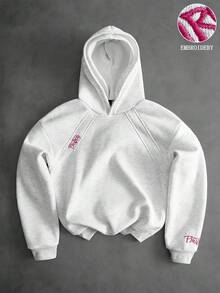 PAVTROS Ins TK 熱門街頭風拼接字母刺繡男士連帽衛衣，穿著舒適，適合日常出遊、聚會與戶外活動，情人節與週年紀念日完美禮物 - 淺灰色 - 查看 2