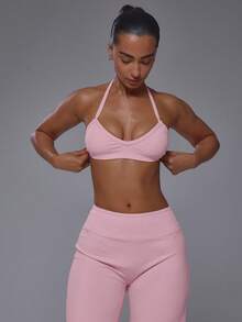 Musera Sport Active Scoop Sports Bra With High Rise Loose Fit Trousers Sold As Set - Pink - View 2