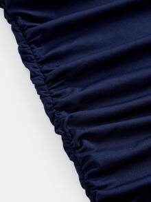 Girlism Tween Girls Summer Royal Kids Blue Solid Color Knit Hem Elegant Spaghetti Strap Ruched Dress, Graduation Dresses - Royal Blue - View 6