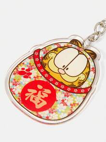 GARFIELD | SHEIN 卡通橘貓壓克力鑰匙圈，可愛動物包包掛飾 - 多色5 - 查看 4