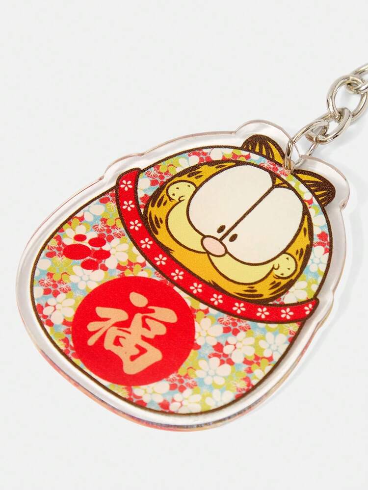 GARFIELD | SHEIN Gantungan Kunci Akrilik Kucing Oranye Kartun, Gantungan Tas Hewan Lucu - Warna-warni 5 - View 4