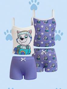 SHEIN | PAW Patrol Young Girl Cartoon Print Camisole & Shorts Lingerie Set - Purple - View 1