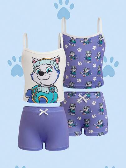 SHEIN | PAW Patrol Ensemble de lingerie débardeur & short avec imprimé de dessin animé pour jeune fille