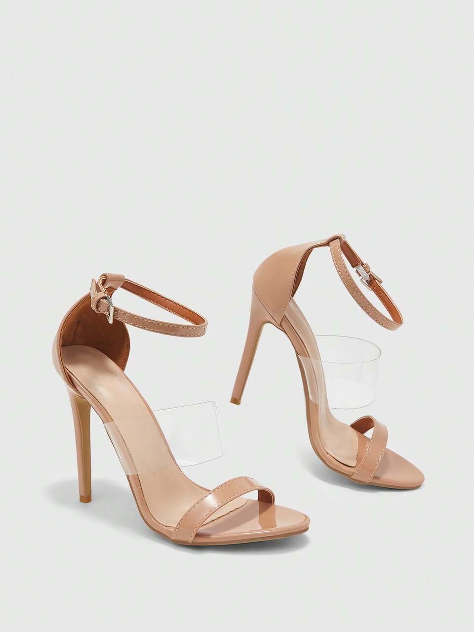 CUCCOO BIZCHIC Sexy Women Heeled Sandals Clear Strap Design Ankle Strap Open Toe Minimal High Heel Shoes