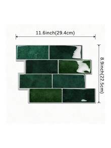 Green Waterproof Brick Texture 3D Wall Panels, Removable Self-Adhesive Wall Tile Stickers, Suitable For Kitchen Backsplash, Bathroom, And Holiday Decor - A13 - View 3