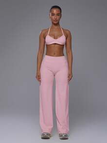 Musera Sport Active Scoop Sports Bra With High Rise Loose Fit Trousers Sold As Set - Pink - View 5