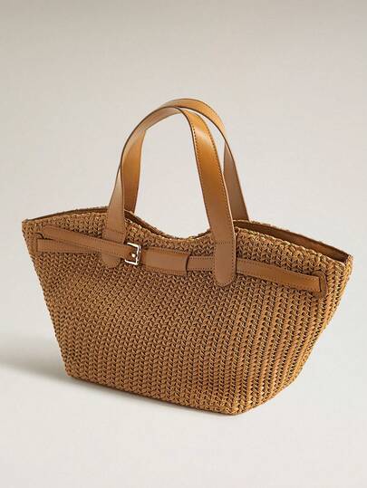 Wovira Women's Tote Bag Woven Strap Decor Old Money Style Minimalist Urban Fashion Suitable For Daily Wear Shopping Vacation