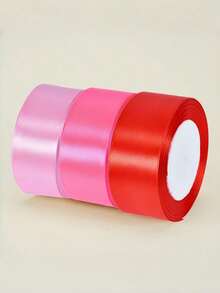 3pcs/Pack, 22m Long 4cm Wide Satin Ribbon, ForHoliday Gifts, Wedding Decor, DIY Crafts, Bows,Headbands, Back To School Valentine Day - Multicolor - View 21