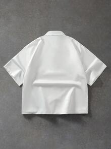 ROMWE MEN 男士夏季休閒花卉印花青蛙鈕扣襯衫 - 白色 - 查看 3