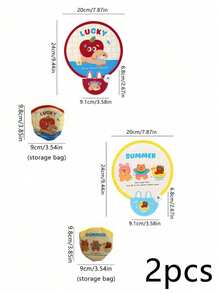 Zazumi 1PC/2PCS Cute Cartoon-Patterned Portable Mini Fan, Foldable And Easy To Store, Perfect For Summer Outdoor Cooling. Mini Pocket Fan. - multicolor - View 14