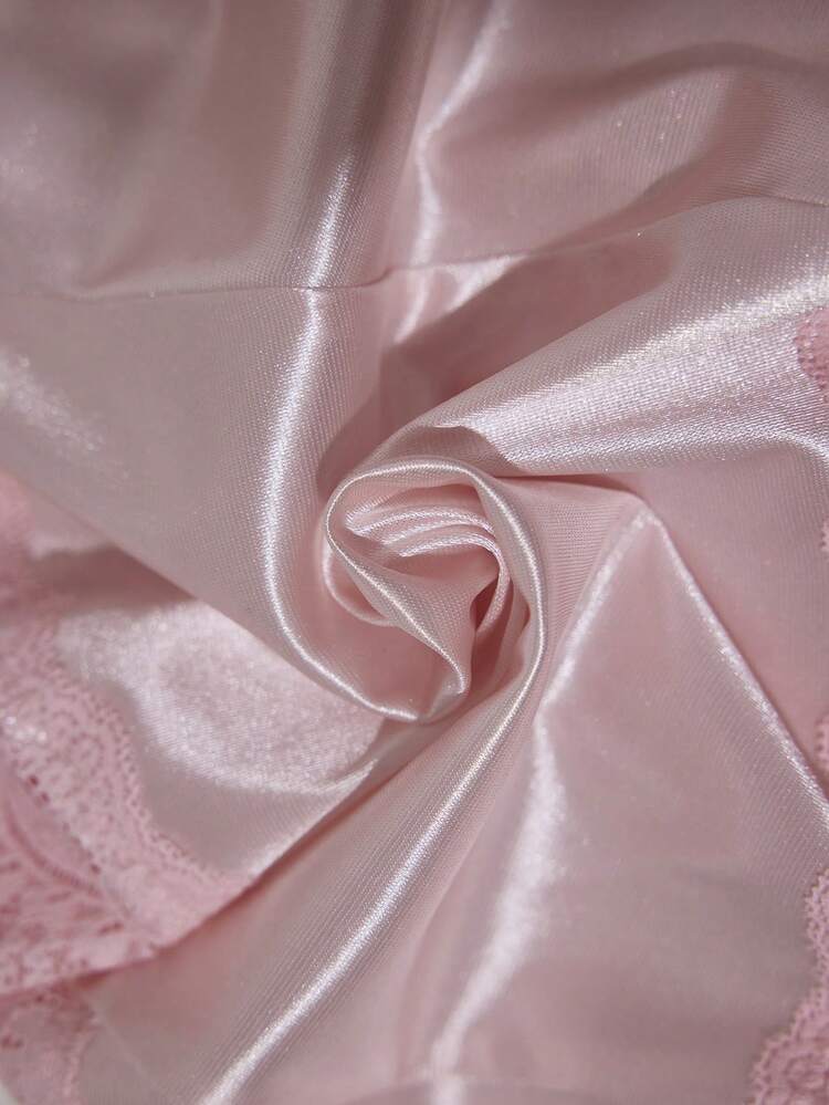SilkySpell 蕾絲拼接鏤空繫帶性感優雅透視女款連身褲睡衣家居服 嬰兒粉 夏季 - 粉色 - 查看 8
