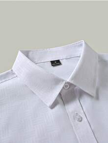 Manfinity CasualCool Men's Solid-Color Simple Button-Down Long-Sleeve Shirt - Effortlessly Elegant Style | A Perfect Gift For Husbands, Ideal For Office Commuting, And An Essential Wardrobe Staple - White - View 7