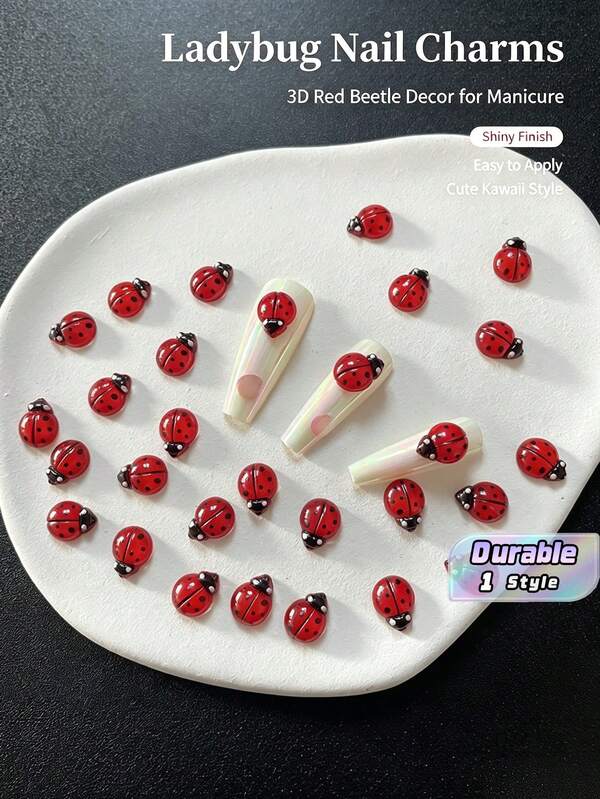 50/100 Piezas Mini Mariquitas de Resina, Accesorios Decorativos DIY de Mariquitas de Resina, Suministros para Hacer Joyas, Manualidades de Resina Perfectas para Decoración de Arte de Uñas