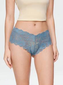 Bonmuse 6件組女款性感蕾絲內褲 中腰無縫三角褲 收腹提臀彈性條紋內衣 - 彩色 - 查看 5