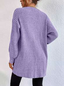 EURMUSE Casual Versatile Solid Color Dropped Shoulder Loose Cardigan,Cardigans For Women,Long Cardigans Woman,Petite Cardigans,Cardigans - Lilac Purple - View 2