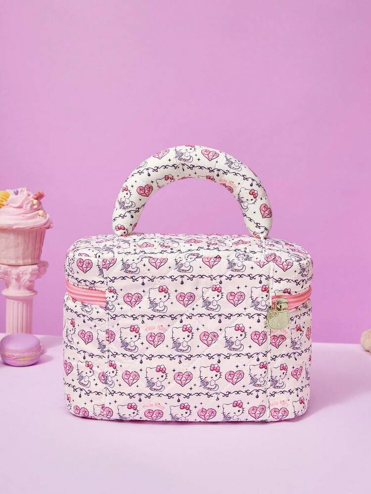 HELLO KITTY AND FRIENDS | Joivida 1個 HELLO AND FRIENDS X Joivida 時尚簡約便攜式化妝收納包，迷你化妝工具袋、刷子收納盒與旅行必需品，適合女性、女孩、旅行、居家、日常使用、返校，生日或週年紀念的可愛禮物 - 白色 - 查看 7