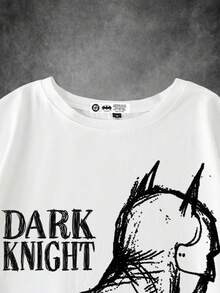BATMAN X SHEIN Men's Casual Letter & Figure Graphic Round Neck Short Sleeve T-Shirt, Summer - White - View 3
