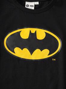 BATMAN X SHEIN Tween Boy Cartoon Print Round Neck Casual Short Sleeve T-Shirt - Black - View 4