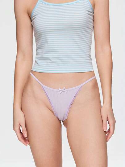 Bonmuse 3 piezas Cómodos tangas de algodón puro de cintura baja para mujer