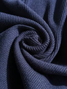 SHEIN Teen Girls Royal Blue Short Ribbed Knit Cardigan, Warm Skin-Friendly Autumn/Winter Versatile Fashion Back-To-School - Black and White - View 6