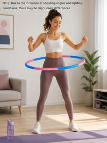 1Pc Detachable Weighted Hoop, Fitness Equipment For Weight Loss, Fat Burning, Abdominal Tightening & Waist Shaping. Full-Fit Design. This Exercise Hoop For Slimming, Fat Burning And Waist Training Is Suitable For Women, Men And Beginners. - Multicolor - View 2