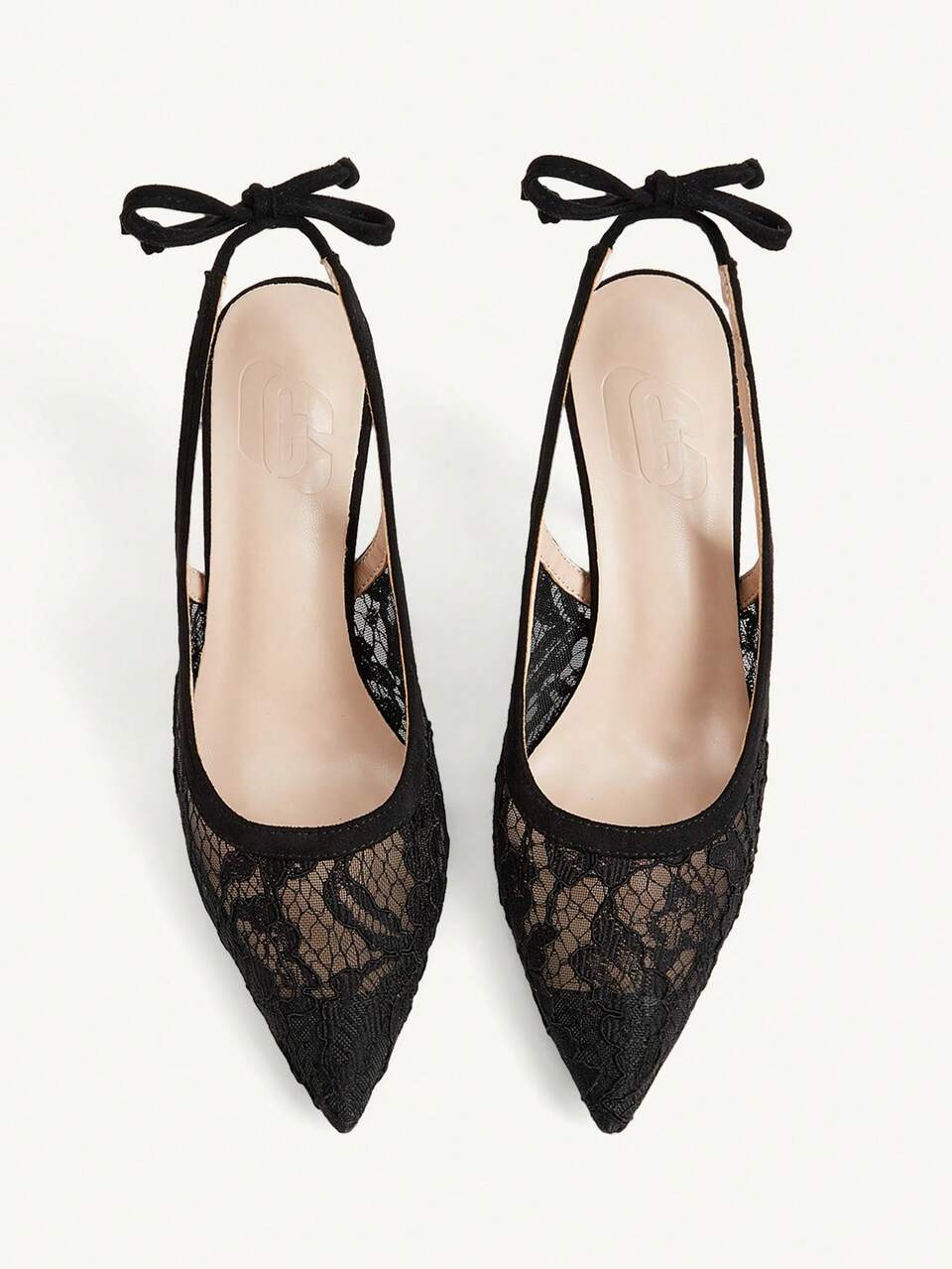 CUCCOO CHICEST Women's Lace Mesh Stitching Back Strap Bow Pointed Toe Thin Heel High Heel Elegant Low Vamp Shoes Commuting Dating Banquet Fall Shoes