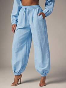 Denimoi Windbreak Jogger Fashion Bottoms Fashion Joggers Fall Styles Autumn Fashion Streetwear, Fall/Winter Two Piece Co-Ord Set - Baby Blue - View 2