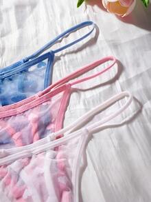 SHEIN 3件組浪漫蕾絲日式丁字褲 - 彩色 - 查看 3