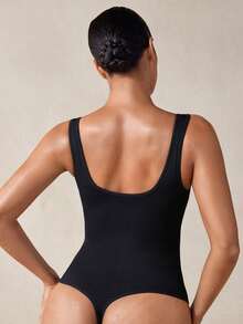 Veilyse 1pc Women's Body Shaper Tummy Control Waist Cincher Butt Lift Seamless Jumpsuit Thong - Black - View 2