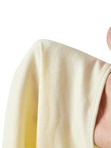 Sweetness Light Yellow Bow Applique Embroidery Loose Cropped Women's Sweatshirt - Light Yellow - View 5