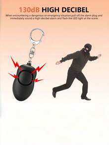 Teckwe 1 Piece 130dB Rechargeable Portable Keychain LED Light Personal Security 130mAh Alarm Loud Emergency Siren For Women Elderly Outdoor Self Defense Protection. - Multicolor - View 2