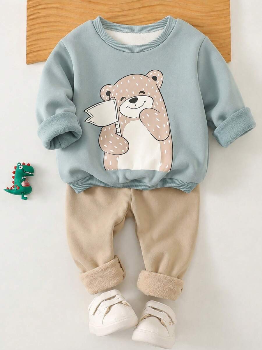 兒童嬰幼兒圓領休閒套頭秋季衛衣 - 彩色 - 查看 1