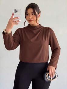 Firerie Elegant Traditional 1920s Office Formal Shoulder Ruffle Petal Sleeve Long Sleeve Brown Blouse Vintage Pullover Shirt Autumn Women Teachers' Day - Brown - View 2