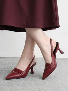 CUCCOO BIZCHIC Women's Pointed Toe Pumps, Versatile High Heels For Commuting And Daily Wear - Burgundy - View 4