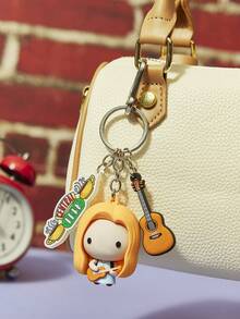 FRIENDS X POKOJA LAND FRIENDS 1pc 3D Creative Keychain Pendant, Cute Cartoon Character Design, Stereoscopic Detail With Durable Hanging Chain, Adorable Bag Charm & Key Accessory For Daily Use And Gift Giving - Yellow - View 2