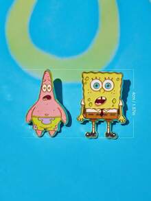 SpongeBob SquarePants | Joivida 2件組可愛卡通角色金屬徽章套組，適合裝飾衣物、包包、背包，男女皆宜，情人節、母親節、生日或週年紀念的甜蜜禮物 - 2pcs - 查看 8