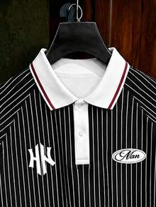 Gym Rark Men's Striped Letter Print Casual Versatile Daily Travel Sports POLO Shirt - Multicolor - View 5