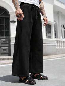 Manfinity CasualCool 男士休閒時尚百搭彈性極簡優雅運動長褲 - 黑色 - 查看 6
