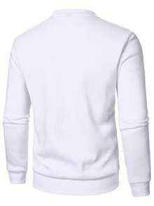 Manfinity Homme Fashion Plus Size Men's Striped Long Sleeve Sweatshirt - White - View 2