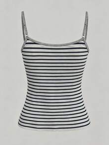 SHEIN 休闲无袖条纹背心，夏季日常穿着 - 灰色 - 查看 4