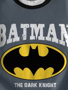 BATMAN X SHEIN 男童字母印花短袖休闲T恤 - 白色 - 查看 3