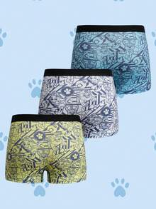 SHEIN | PAW Patrol 3pcs Young Boy Cute & Adorable Elastic Waist Boxer Briefs - Blue and White - View 2