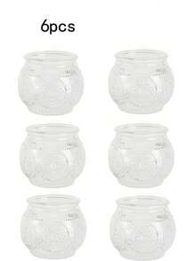 Cirelle 6pcs Embossed Glass Votive Candle Holders, Retro Round Glass Tealight Cup For Votive Candles, Decorative Glass Candle Jar For Dining Table, Spa, Wedding Centerpiece & Holiday Decor - multicolor - View 17