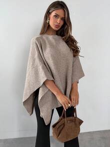 Firerie Women's Autumn/Winter New Shawl Cape Sweater, Khaki Color, Loose Fit, Versatile, Elegant, Suitable For Commuting, Daily Wear, Casual, Outings, Warm Home Wear - Khaki - View 6