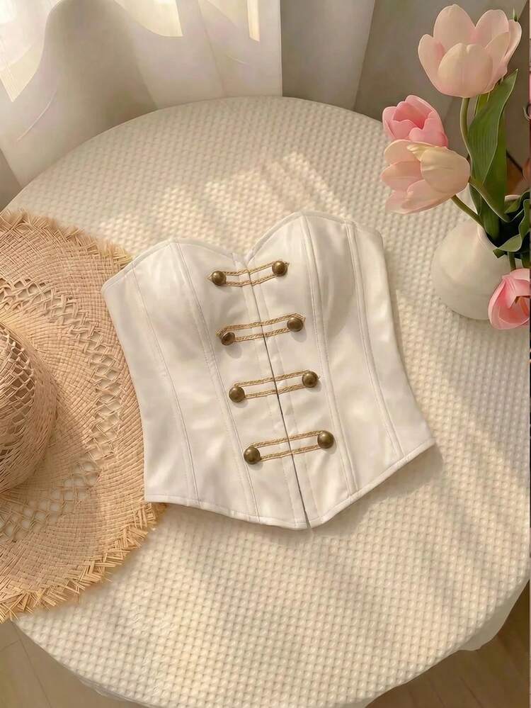 SHEIN MOD ملابس علوية أنبوبية نسائية بلون موحد عصرية متعددة الاستخدامات للارتداء اليومي - لون مشمشي - مشاهدة 4