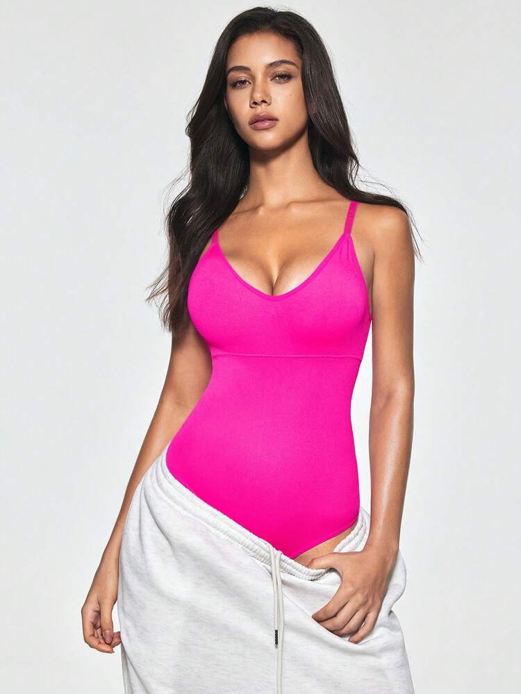 SHAPORA Women's Solid Color Daily Wear Camisole Camisole Shapewear - Hot Pink - View 7