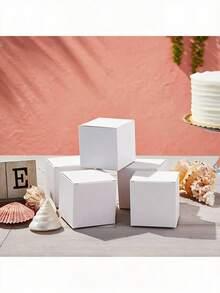 25PCS White Paper Cardboard Boxes With Lid, Multipurpose Holiday Decorative Boxes, Craft Store Item Packaging, Suitable For Crafts, Party Favors, Bridesmaids & Groomsmen, Valentine's Day Gifts, Easy Assembly - White - View 4